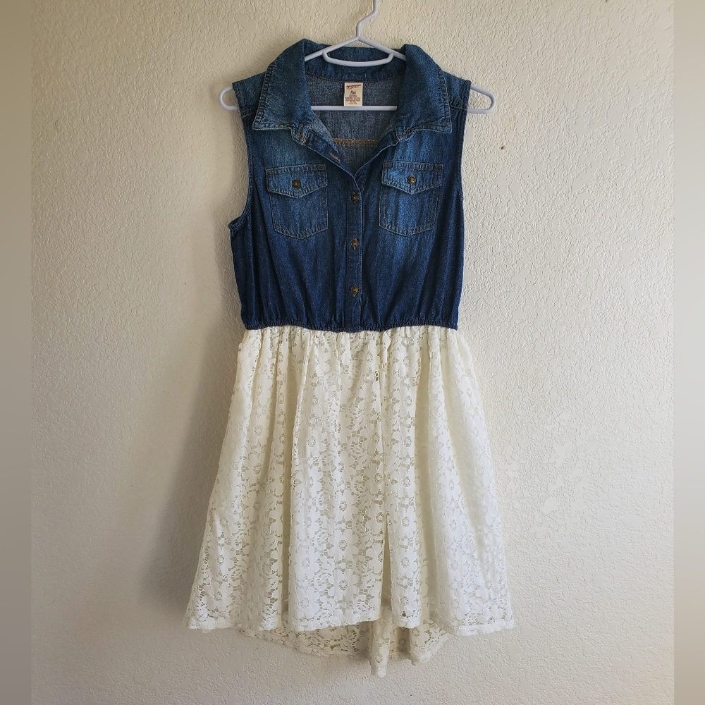 Arizona Girls Denim and Lace Sleeveless Dress Cowgirl Rodeo
